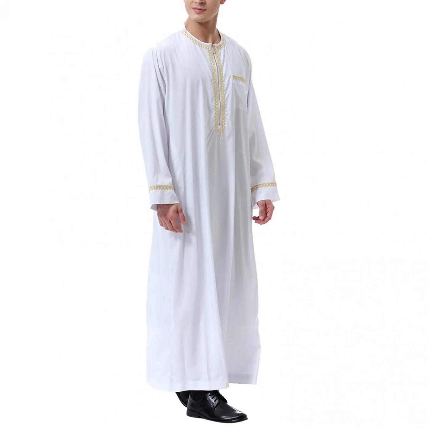 Muslim Men Jubba Thobe Print Zipper Kimono Long Robe Saudi Islamic Musulman Wear Clothing Abaya Caftan Islam Dubai Arab Dress