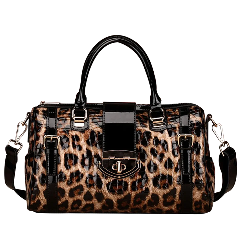 he Aidrani women's handbag, expertly made from hi - quality materials, is a luxurious leopard print Boston bag with its fashiona