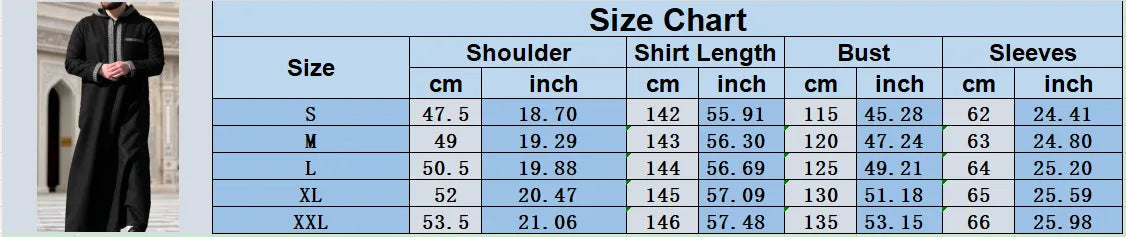 Muslim Men's Robes Hooded Embroidered Robes Arabic Thobe Ethnic Style Traditional Casual Thawb Islamic Prayer Clothes Moroccan