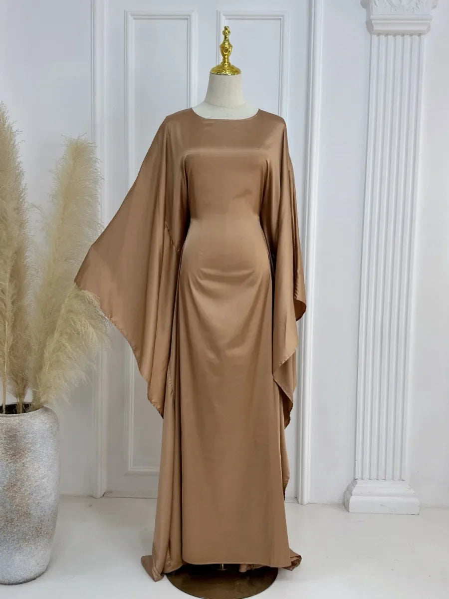 Eid Modest Bat Sleeve Muslim Party Dress for Women Ramadan Abaya Long Dress Kaftan Vestidos Largos Dubai Robe Jalabiya 2024