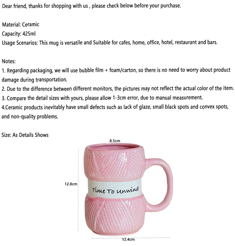 425ml Creative Knitted Pattern Gift Mug Colorful Woolen Balls Mugs Home Party Christmas Birthday Or Christmas Gift Cup