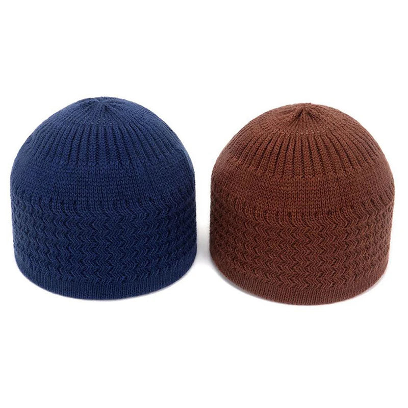 Winter Knitted Muslim Men Prayer Hats Unisex Cap Warm Islamic Ramadan Jewish Hat Men's Wrap Head Caps ﻿