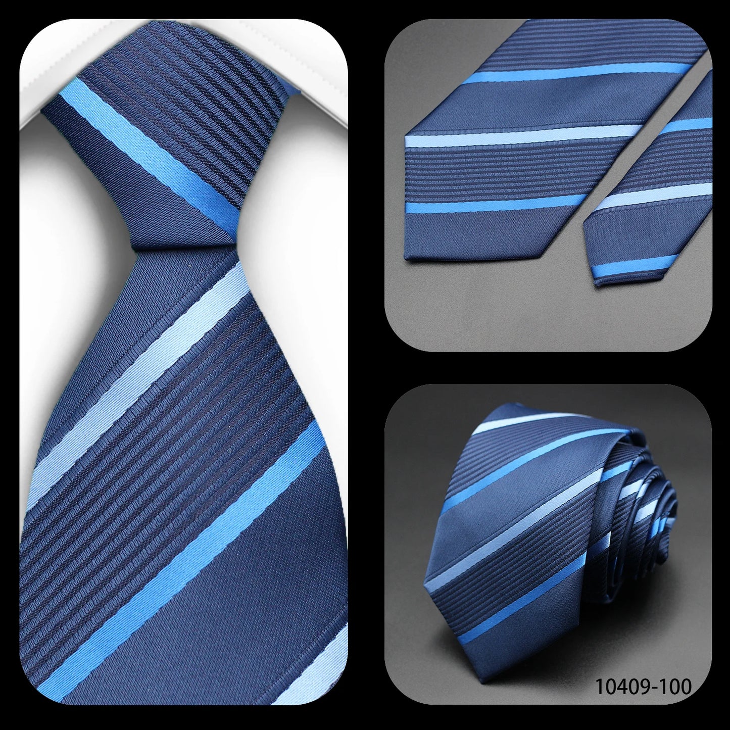 Tie Gravatas Fashion Wholesale Woven Striped Necktie Wedding Accessories Blue Man Fit Group Party Office Neck Ties