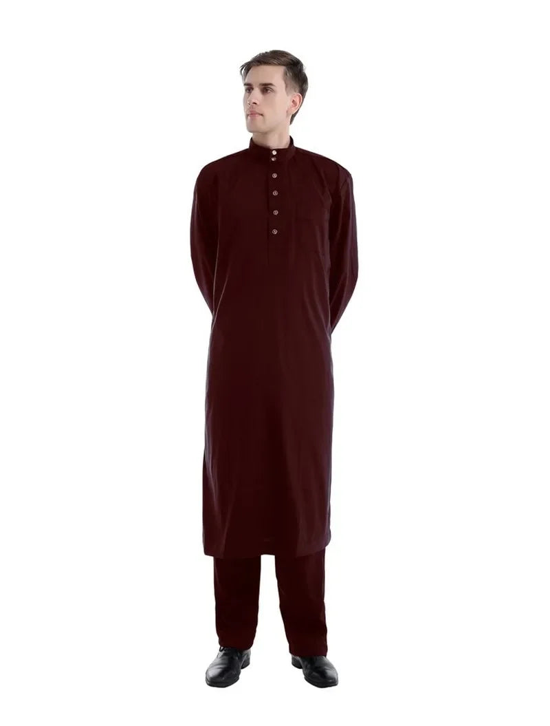 Muslim Robe Arab Men Thobe Ramadan Costumes Solid Arabic Pakistan Saudi Arabia Eid Turkey Abaya Male National Islamic Clothing