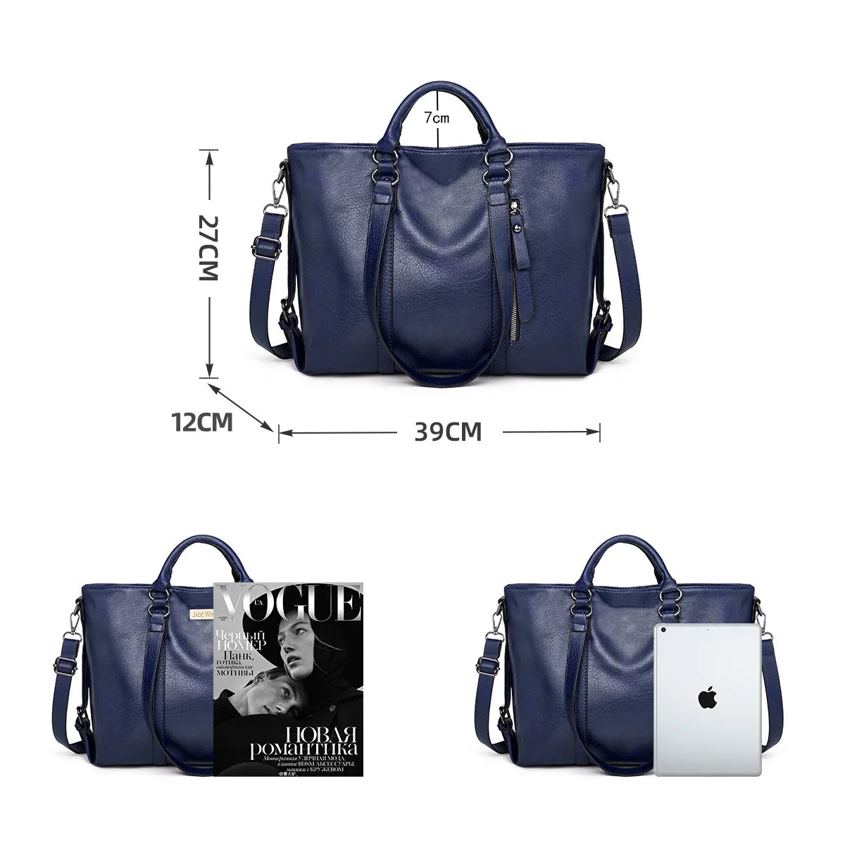 Work handbag 14inch retro PU leather and multi pocket design, suitable for office computer bag for daily use during