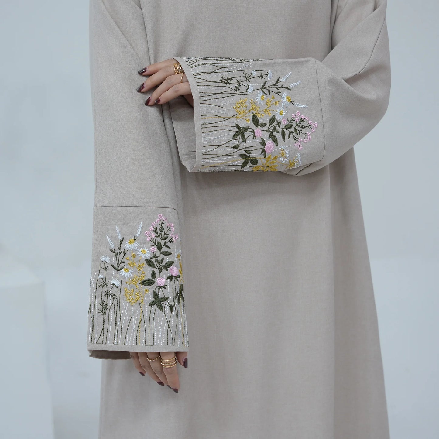 Floral Embroidery Muslim Dress for Women Eid Morocco Ramadan Lace-up Abayas Kaftan Islam Vestidos Largo Dubai Arab Long Robe
