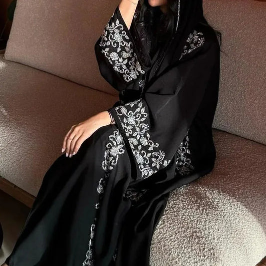 Muslim Women Dresses 3 Piece Sets Scarf Abaya Diamonds Ramadan Morocco Dubai Kaftan Party Vestidos Arab Long Robe Abayas Suits