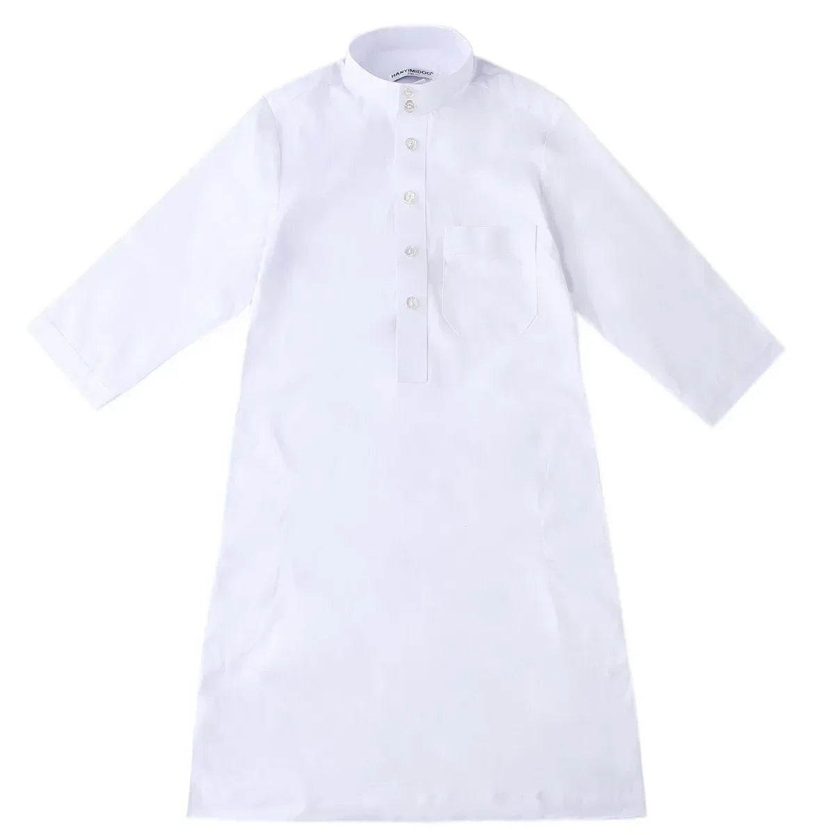 Solid Stand Collar Boys Kids Islamic Muslim Juba Kaftan Robe Arabian Dubai Qatar Children Long Dress Singel-Breasted Abaya Robe