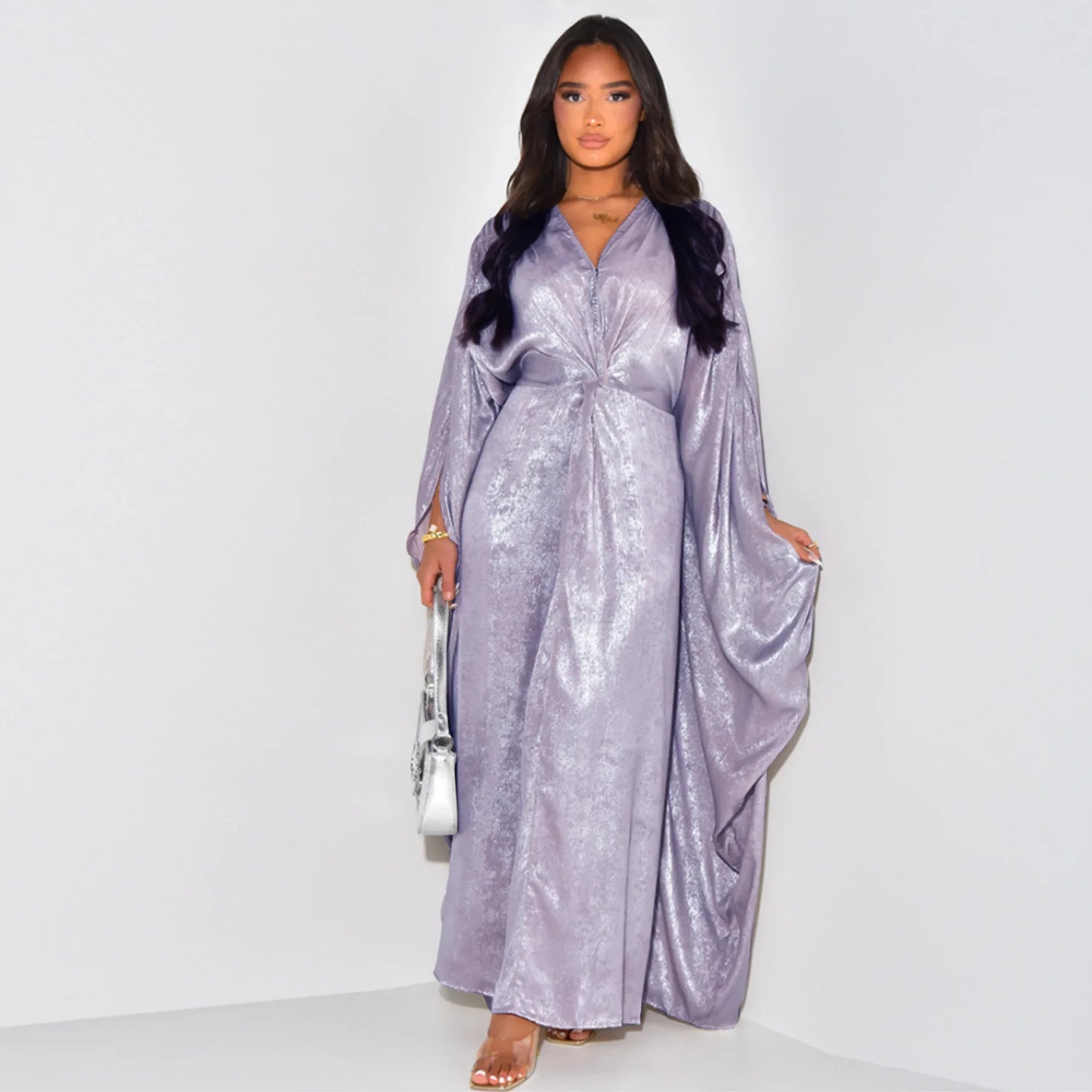 Modest Muslim Batwing Sleeve Gradient Color Tassel Kaftan Eid Al Adha Party Evening Dresses Moroccan Turkey Dubai Abaya Islam
