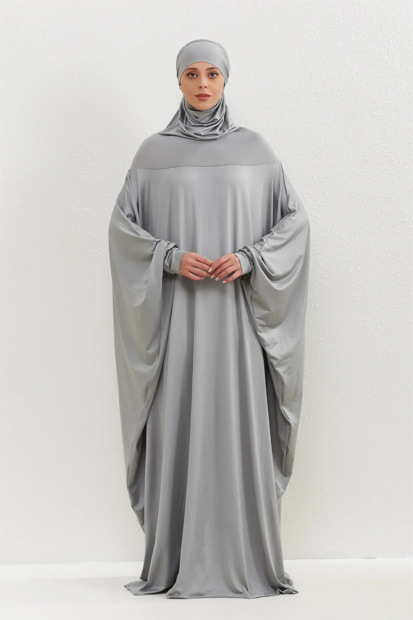 Muslim Abayas Hijab Smocking Sleeve One-piece Prayer Dress Women Jilbabs Hooded Kaftans Islamic Dubai Saudi Robe Turkish Modesty