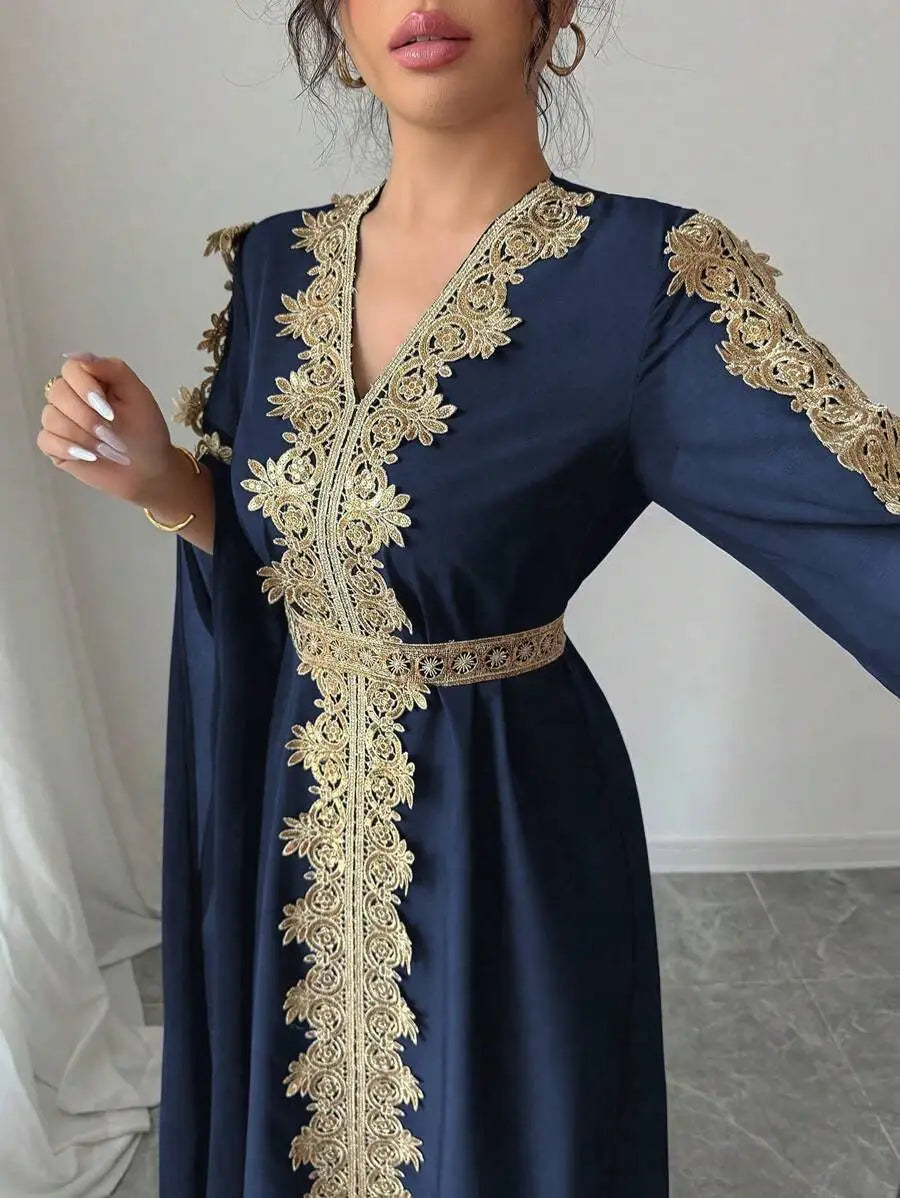 Eid Women Party Dress Abaya Split Long Sleeve Muslim Jalabiya Ramadan Solid Vestidos Largos V Neck Dresses Arab Long Robe 2026
