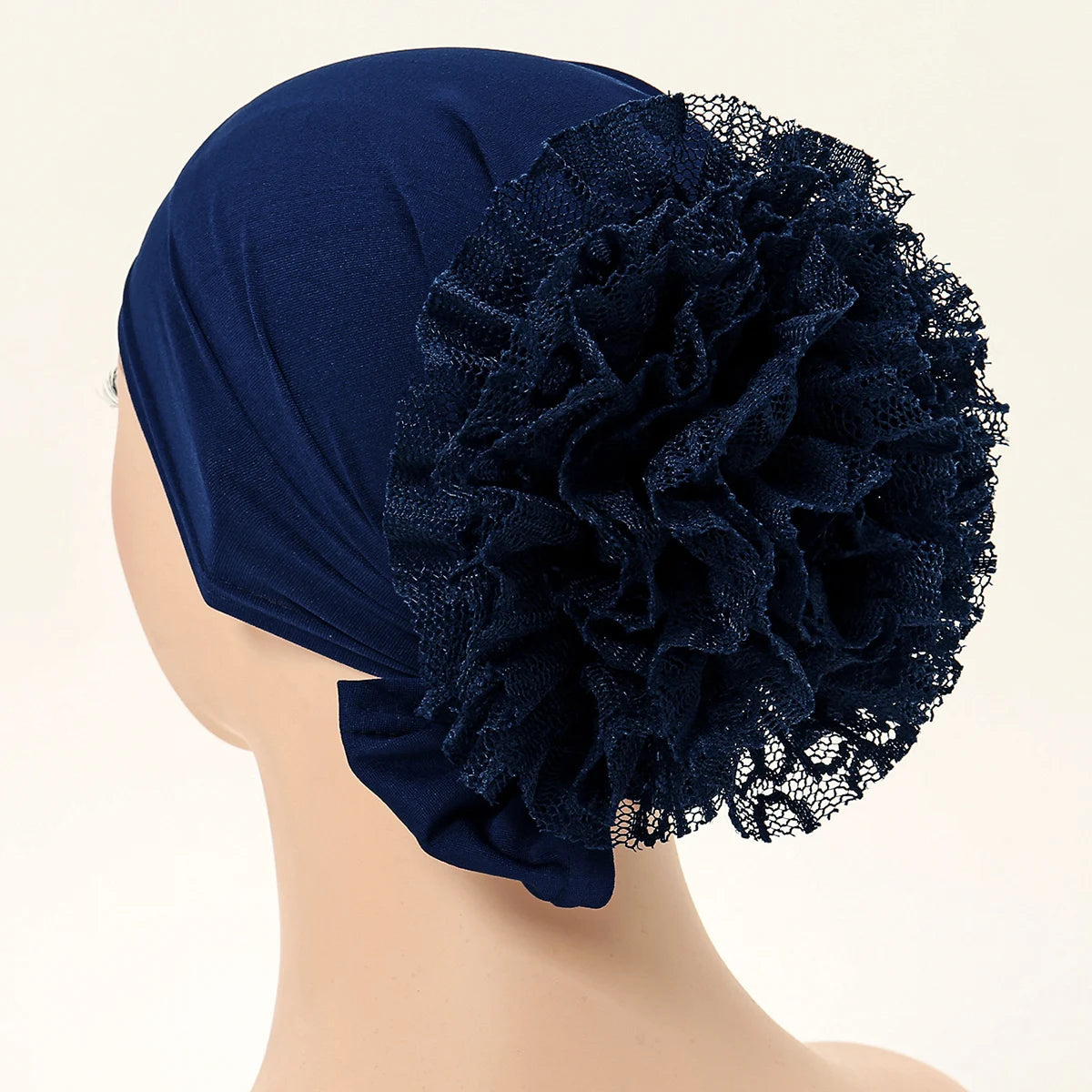 Muslim Hijabs for Women Thin Modal Bottom Hat Scarf  Solid Color Turban with Lace Panhua Islam Head Wrapping Tie Back Headband