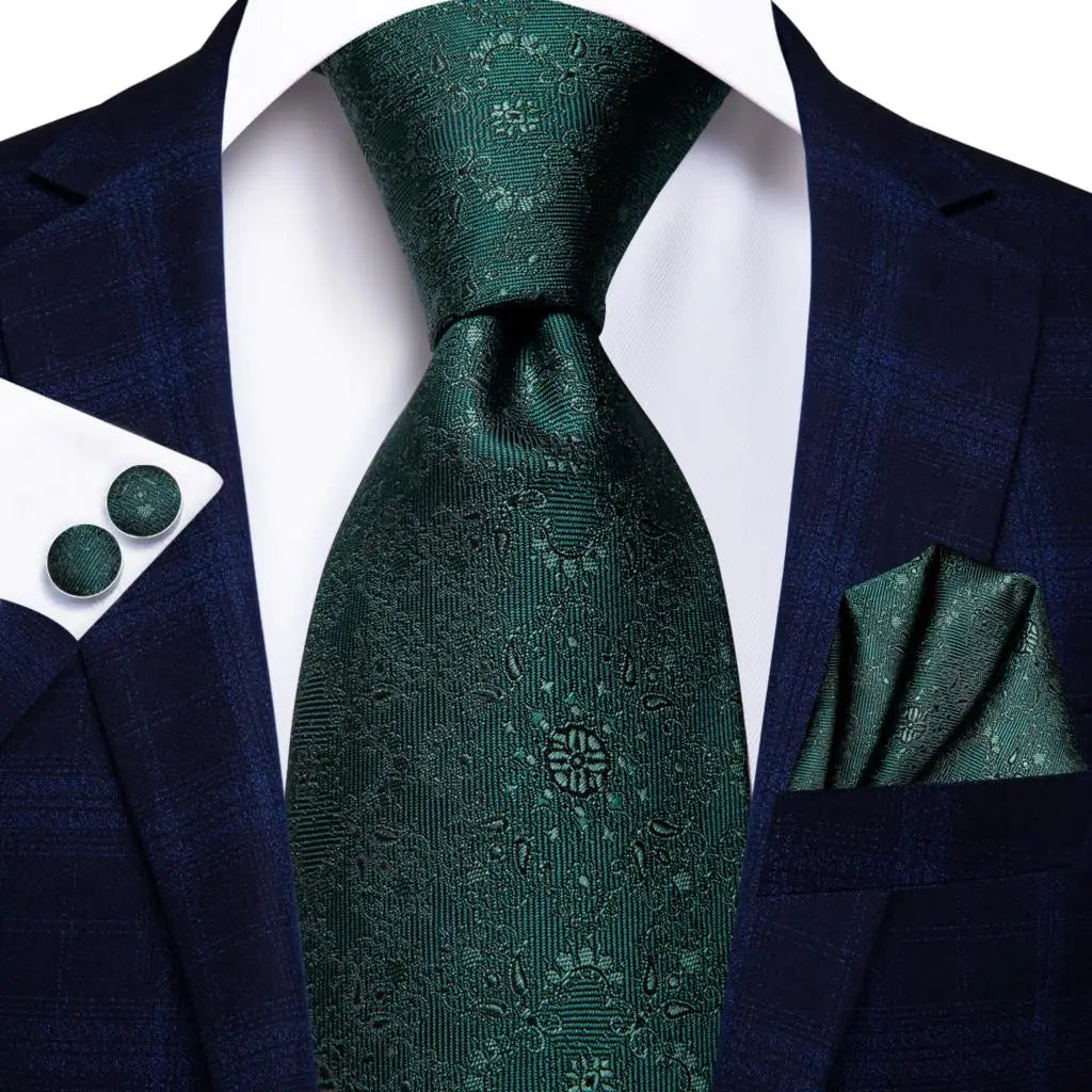 Hi-Tie Designer Black Blue Paisley 63inch Silk Men Tie 160cm Extra Long Ties for Men Woven Classic Men Necktie Pocket Square Set