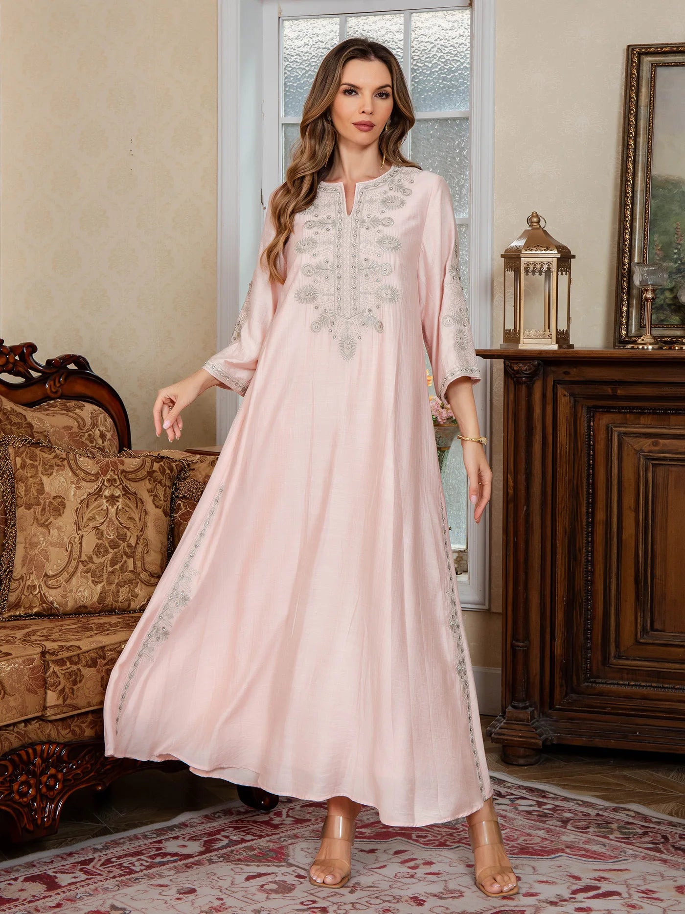 Eid Women Embroidery Dress Abaya Muslim Jalabiya Ramadan Dubai Vestidos Largos Islam Party Dresses Arab Long Robe Morocco Kaftan