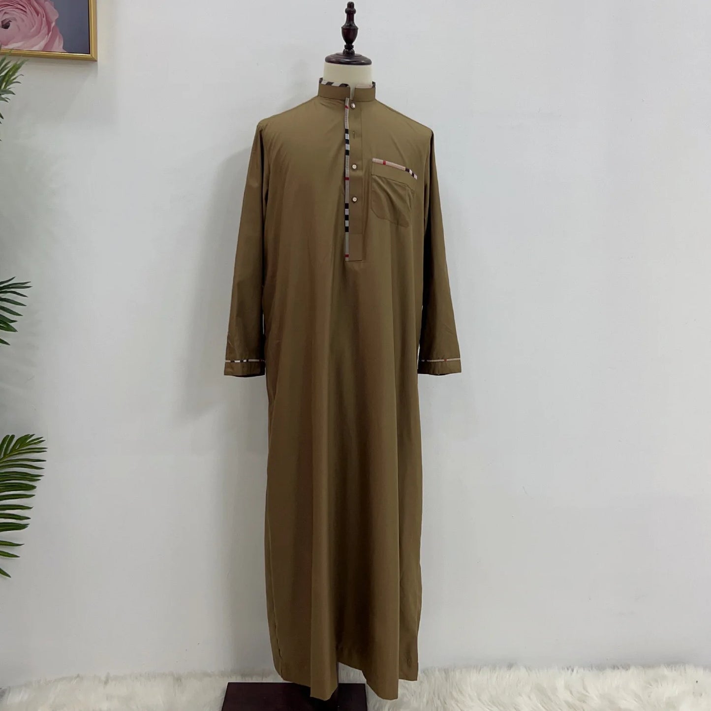 Eid Ramadan Jubba Thobe Muslim Dress for Men Long Robe Dubai Abaya Turkey Kaftan Islam Clothing Daffah Dishdasha Djellaba Prayer