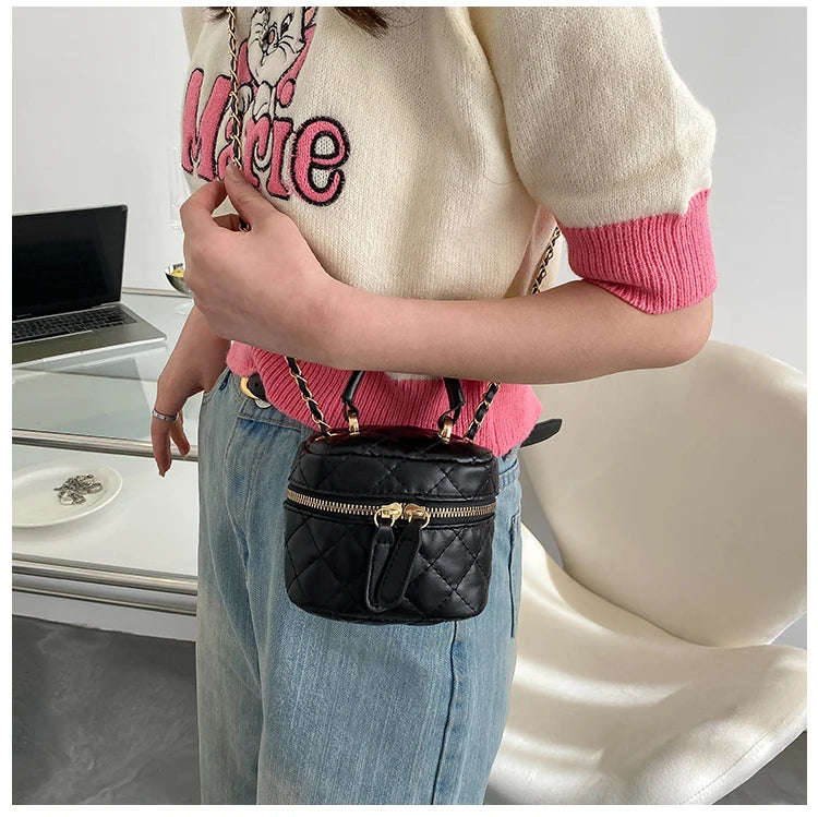 Trendy  Buet Handbag Women's Crossbody Bag Luxury Feel Small  Design Handbag Soft PU Leather Zipper Closure Casual