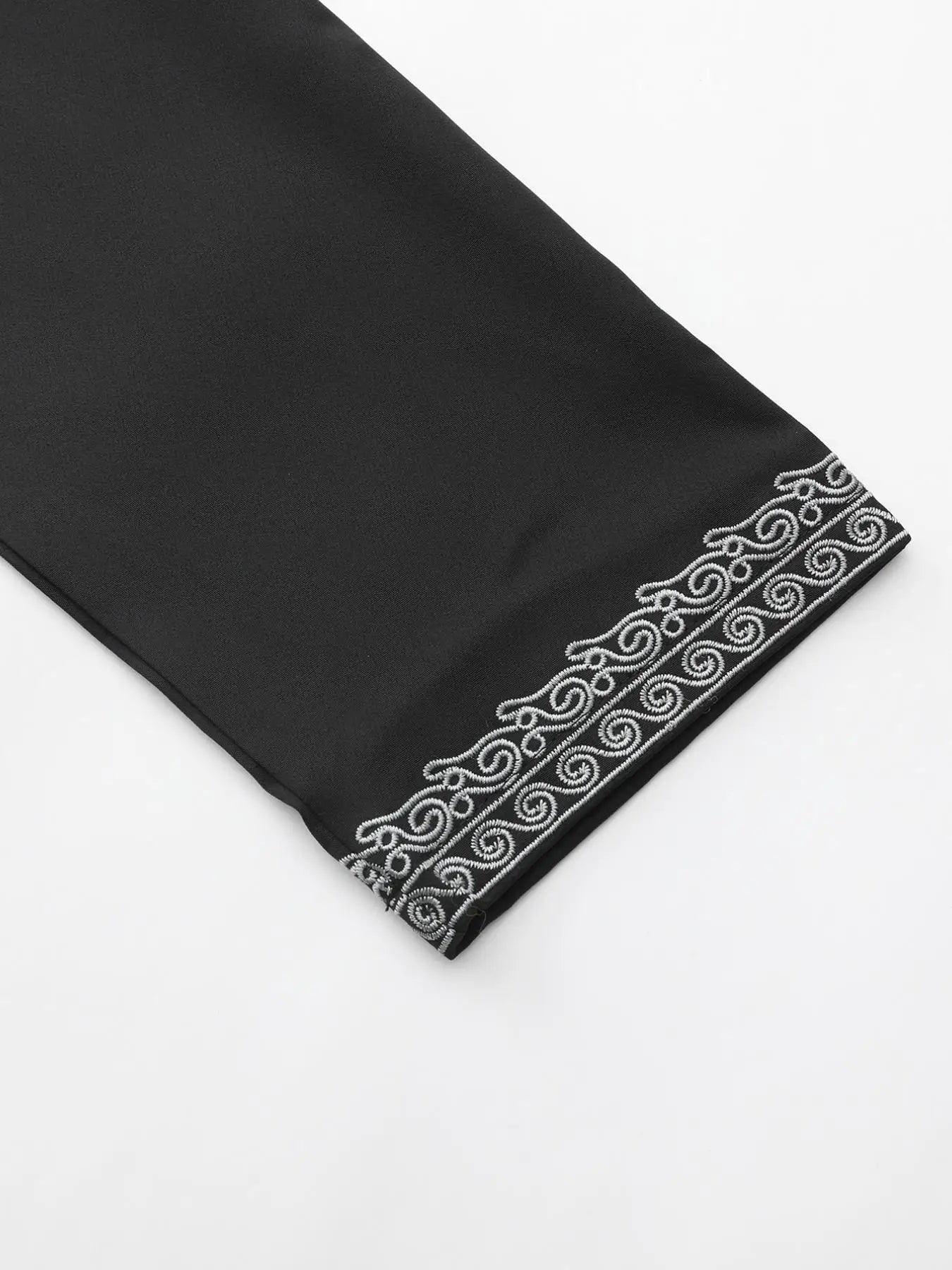 Muslim Men's Black Hooded Zippered Embroidered Robe for Festival Prayer And Worship Clothing