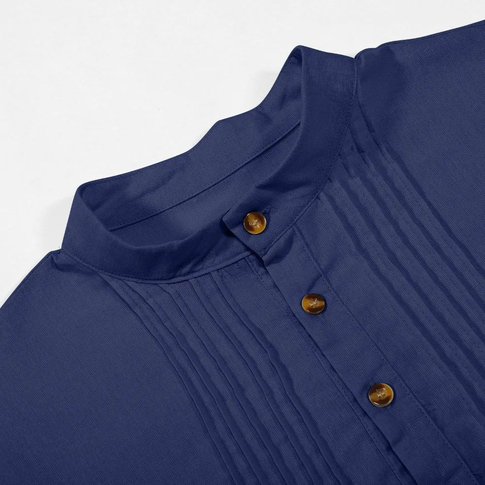 Men's Arabic Style Long Shirt - Minimalist Thobe Robe Shirt, Modern Traditional Muslim Wear for Casual & Prayer