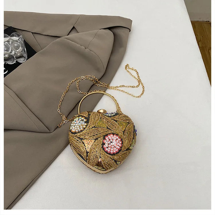 Women's Handbag2025New European and American fashion sequin shoulder baginsInternet Celebrity Retro Handheld Evening Bag