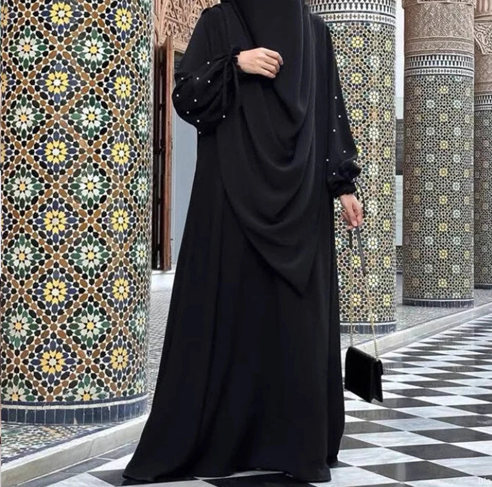 Abaya with Khimar Set Jilbab 2 Piece Ramadan Eid Jilbeb Long Hijab Dress Muslim Prayer Clothes Women Turkey Islamic Dubai Outfit