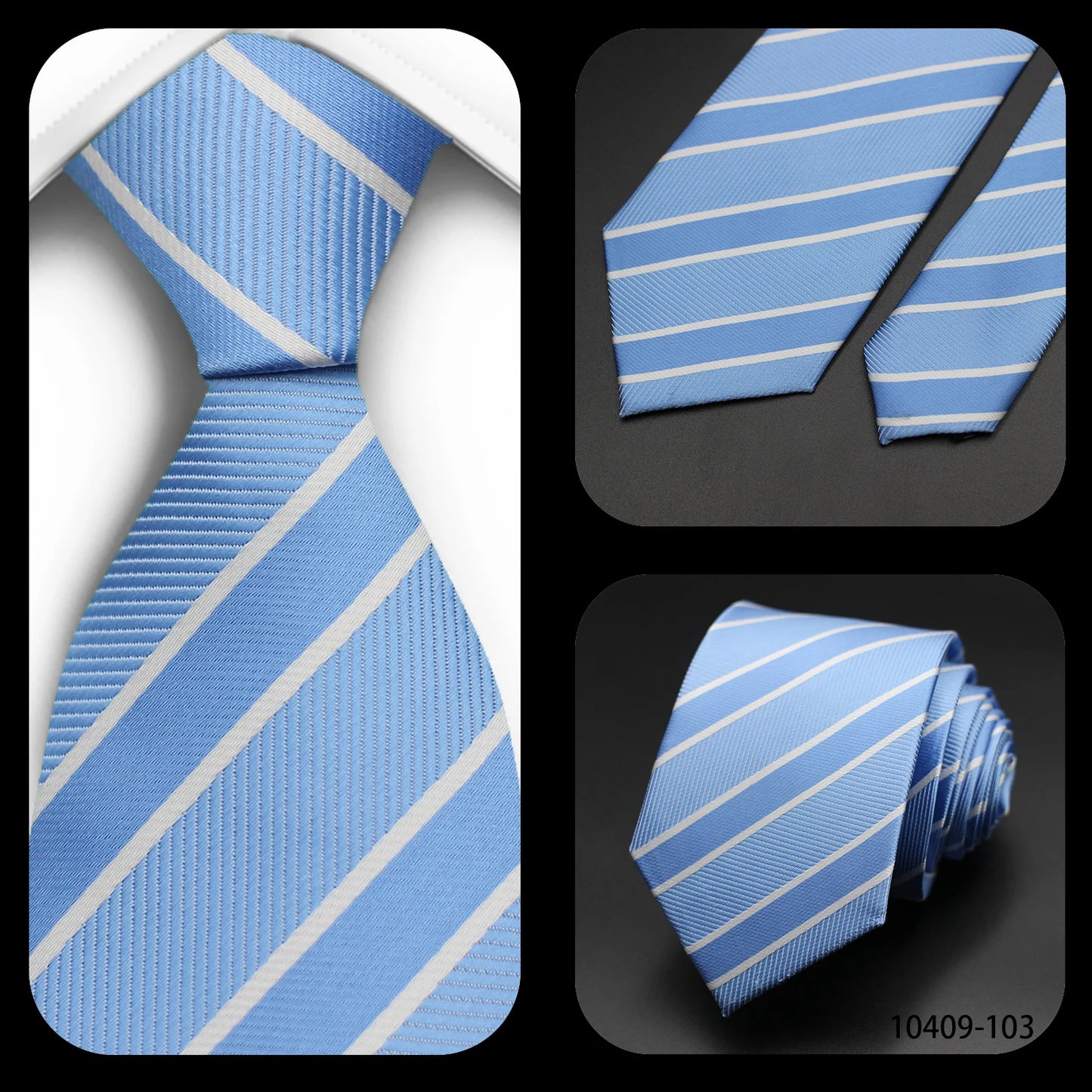 Tie Gravatas Fashion Wholesale Woven Striped Necktie Wedding Accessories Blue Man Fit Group Party Office Neck Ties