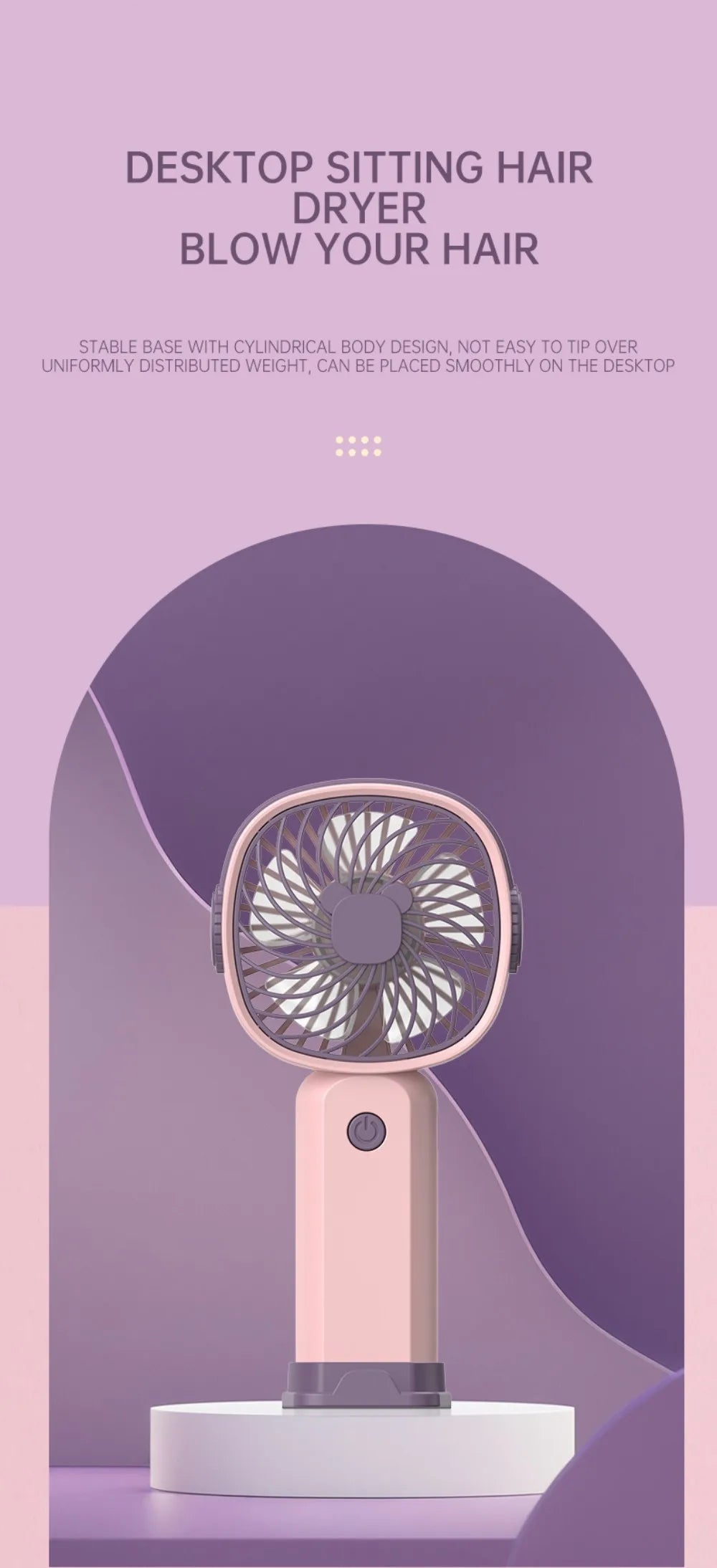 Mini Outdoor Handheld Fan with Desktop Phone Holder 3-speed Adjustable Wind Speed Portable Desktop Fan USB Charging Electric Fan