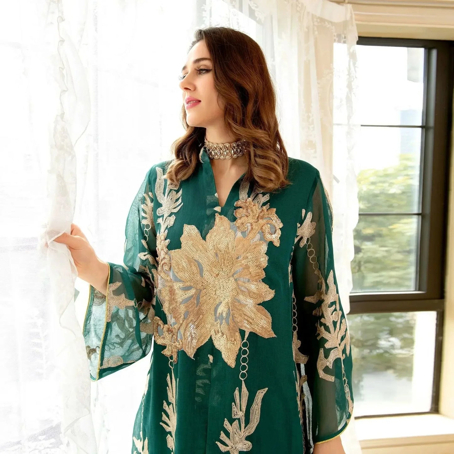 Elegant Muslim Dress Dubai Turkey Robes Islam Saudi Arabia Long Evening Dress Abaya for Women Light Luxury Party Dress Vestidos