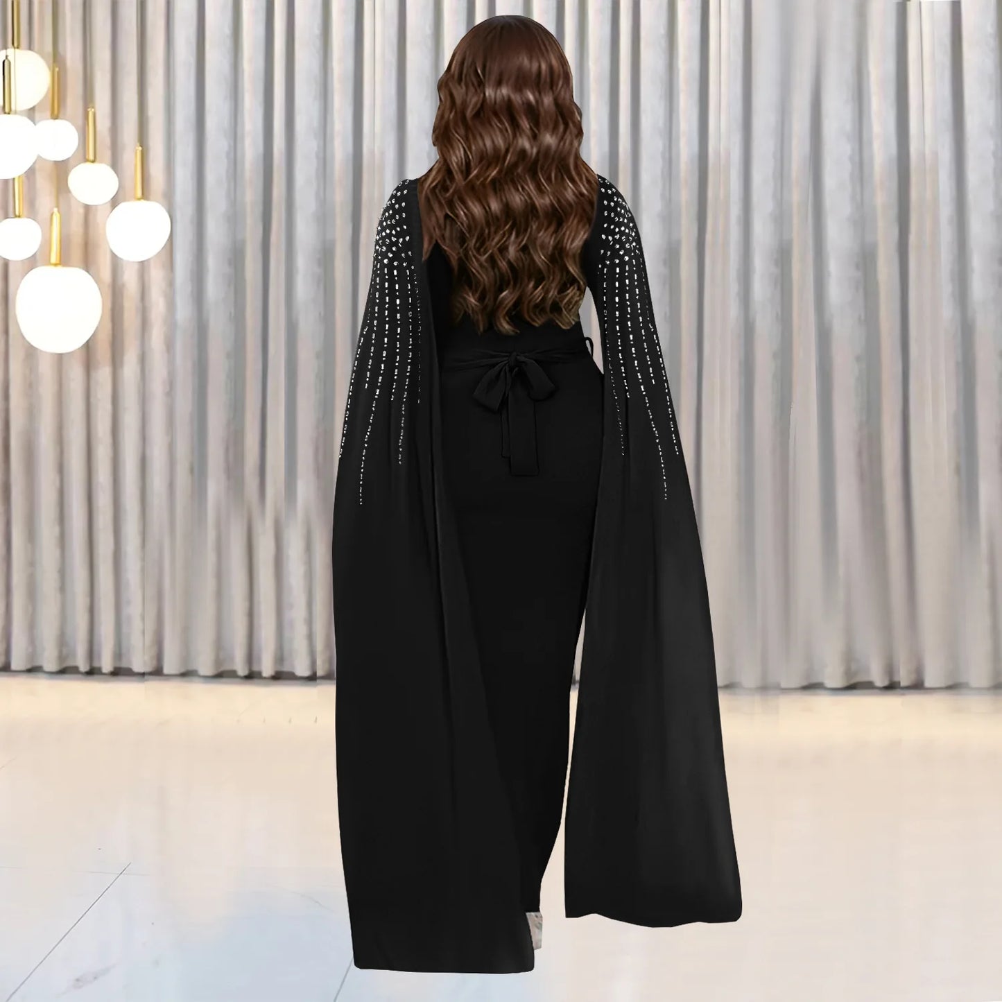 Muslim Full Dress Abayas Women Party Dresses Diamonds Lace Up Ramadan Morocco Dubai Kaftan Islam Vestidos Long Robe Jalabiya