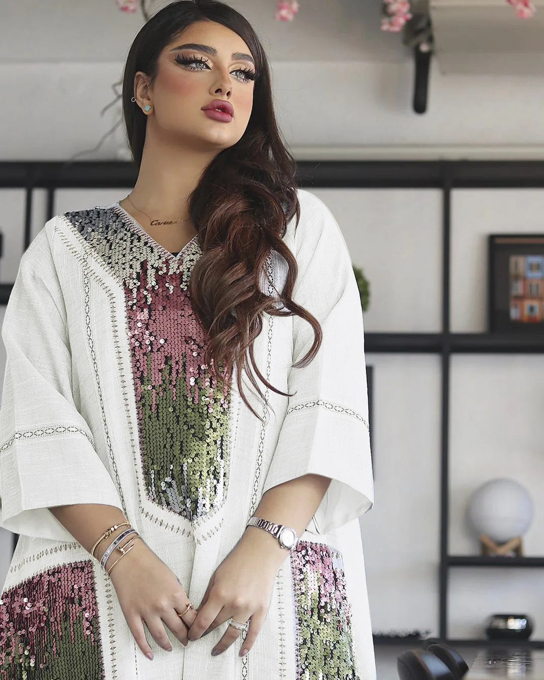 Eid Muslim Party Dress for Women Abaya Sequins Maxi Evening Long Dresses Jalabiya Morocco Dubai Abayas Kaftan Vestidos Long Robe