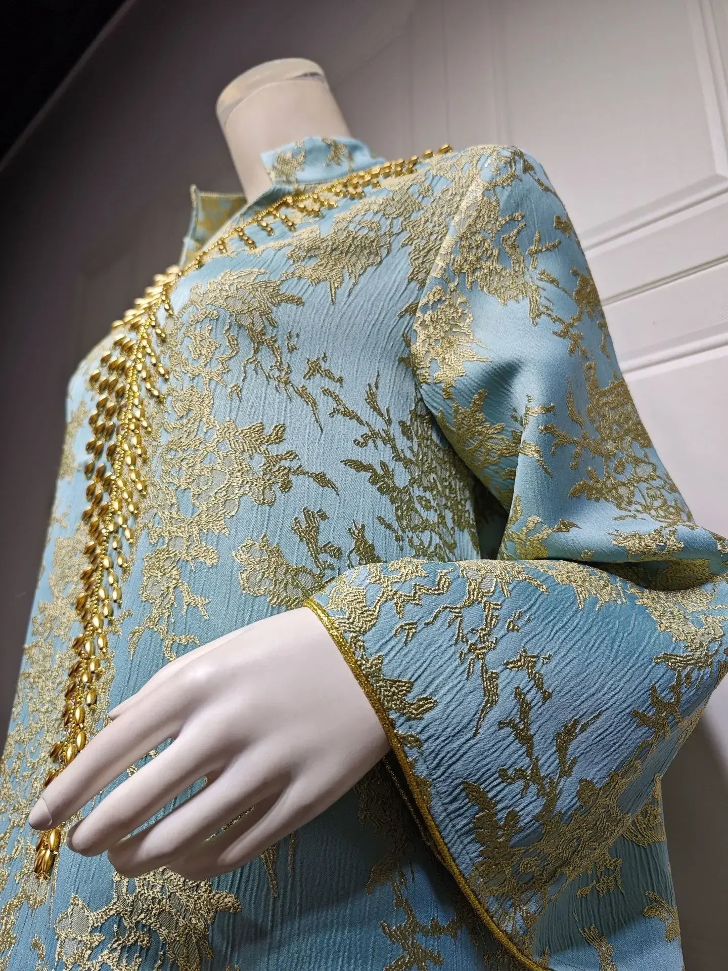 Eid Muslim Dress for Women Abaya Beading Stand Collar Jalabiya Morocco Party Dresses Abayas Kaftan Abaya Vestidos Arab Long Robe