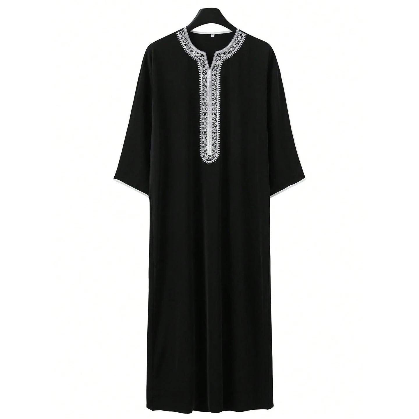 New Islamic Muslim Men's Thobe Long-sleeved Classic Embroidery Robe Arabic Ethnic Style Men's Casual Formal Robe Prayer Dress