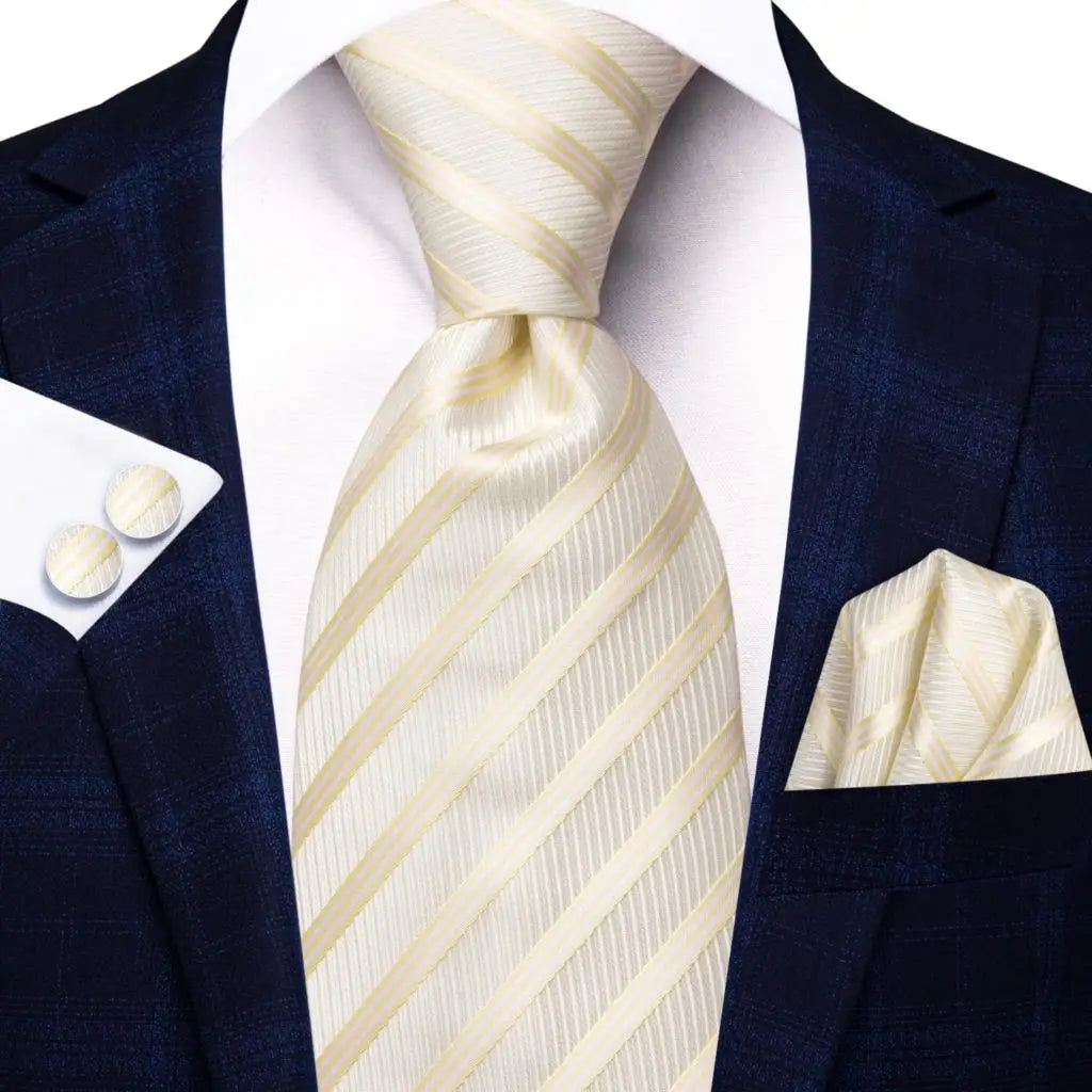 Hi-Tie Champagne Floral Paisley Silk Elegant Tie For Men Groom Wedding Men Necktie Pocket Square Cufflink Accessory Wholesale