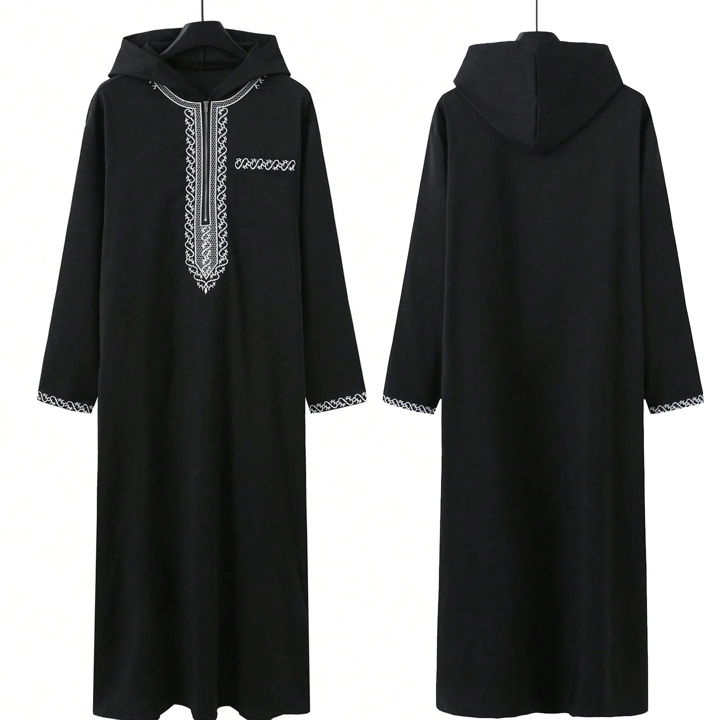 Muslim Men's Robes Loose Embroidered Robes Arabic Thobe Ethnic Style Traditional Casual Thawb Islamic Prayer Clothes Moroccan Dr