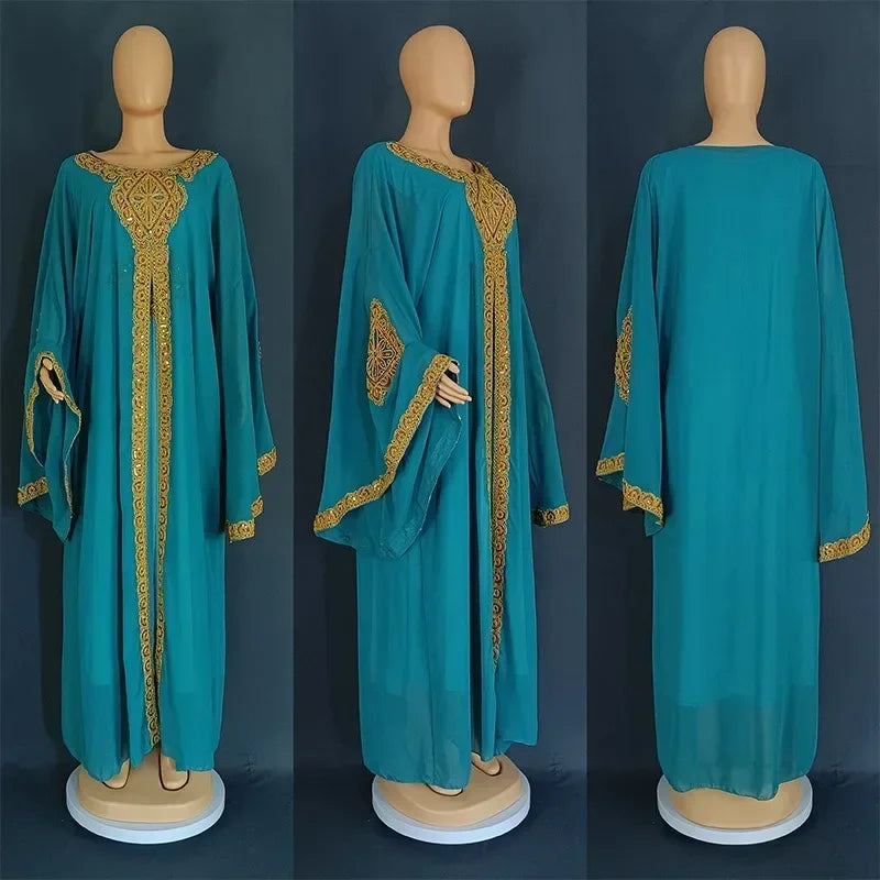 Kaftan Dubai Abaya Turkey Muslim Chiffon Maxi Dress Islam Clothing Elegant African Dresses for Women Boubou Robe Djellaba Femme