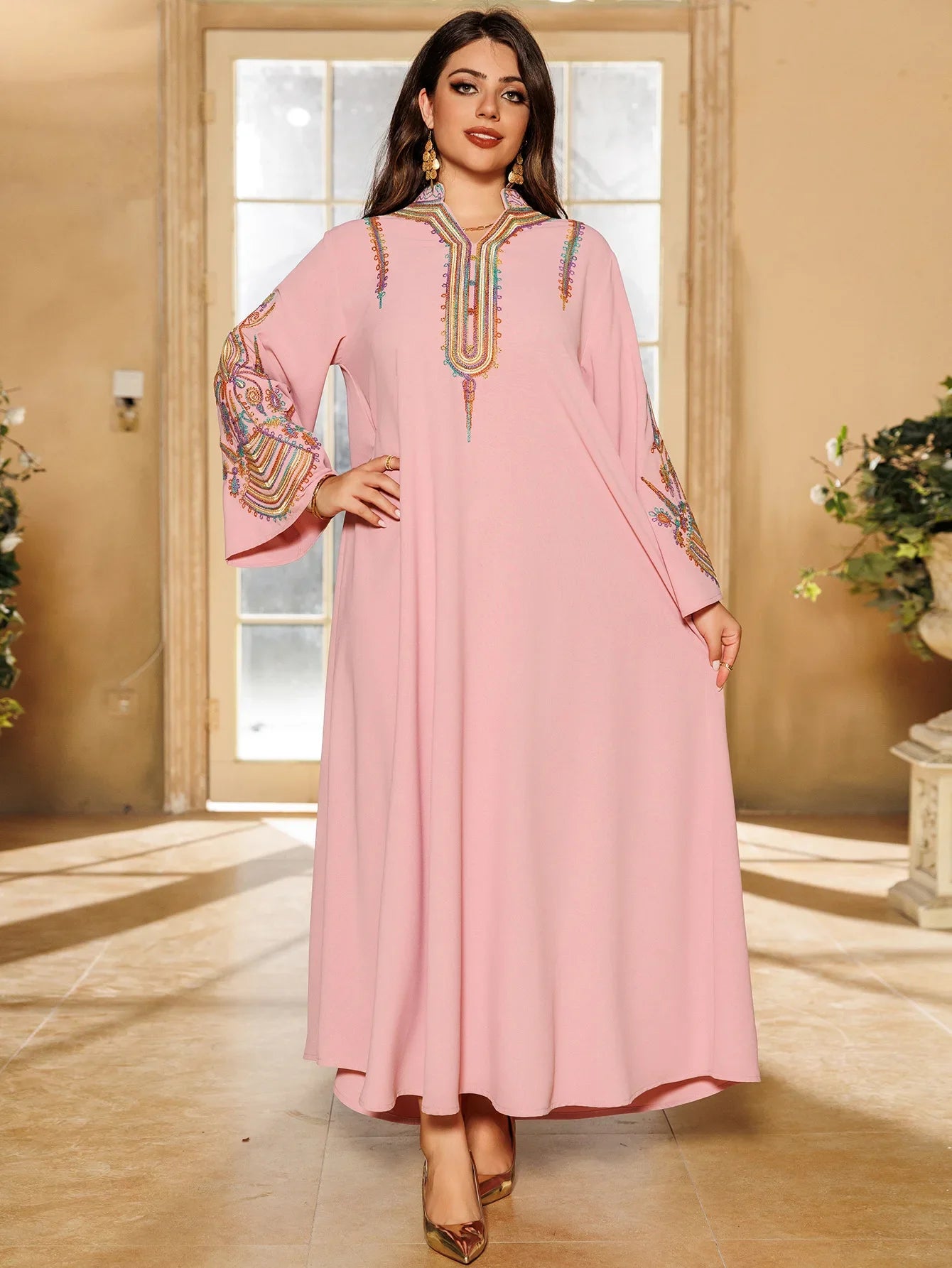 Embroidered Abayas for Women Muslim Evening Eid Party Dress Kaftan Dubai Turkey Robe Arabic Islam Jalabiya Caftan Marocain Femme