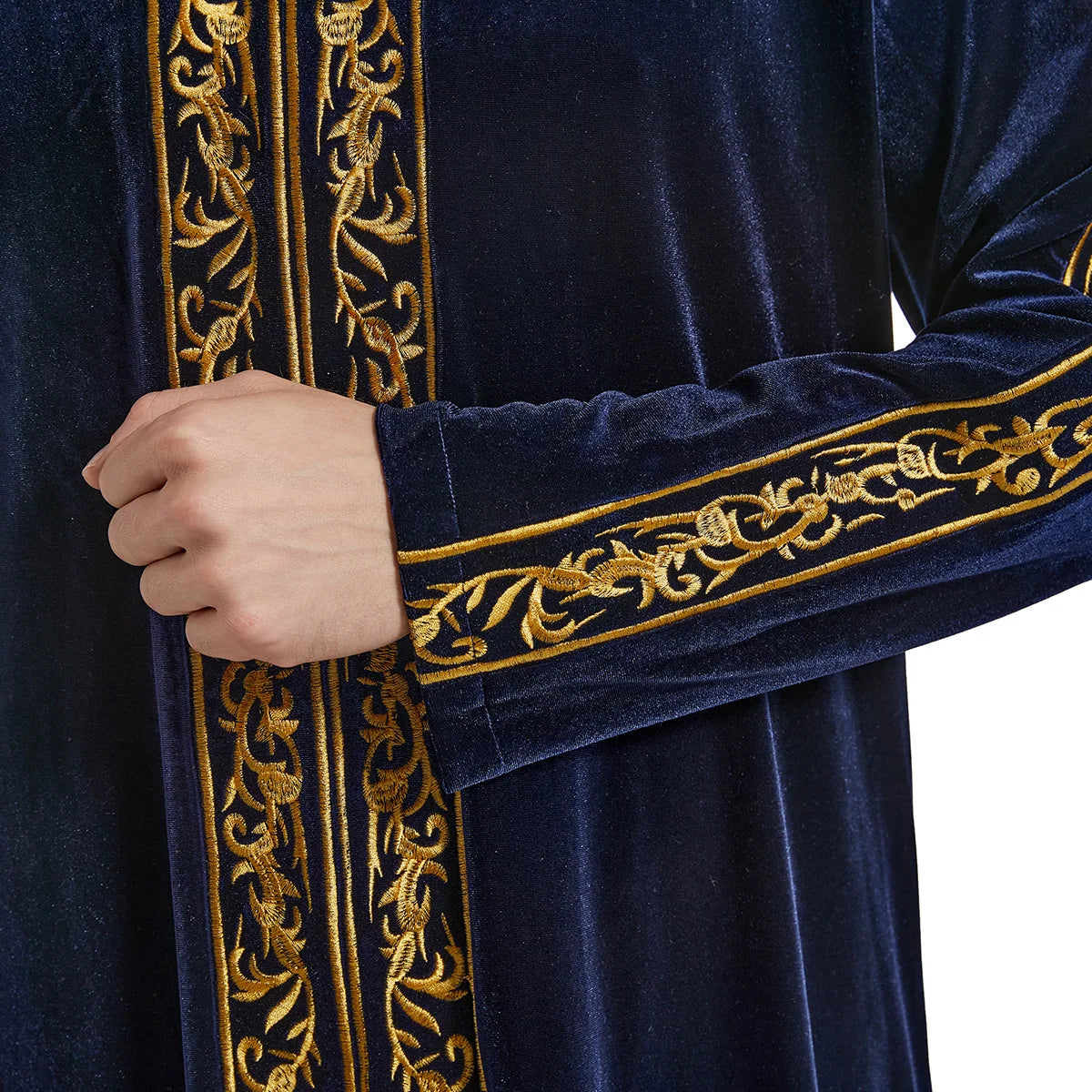 Muslim Men Jubba Thobe Islamic Clothing Velvet Kaftan Thoub Arabic Saudi Robe Dress Jubah Caftan Thawb Ramadan Gown Middle East
