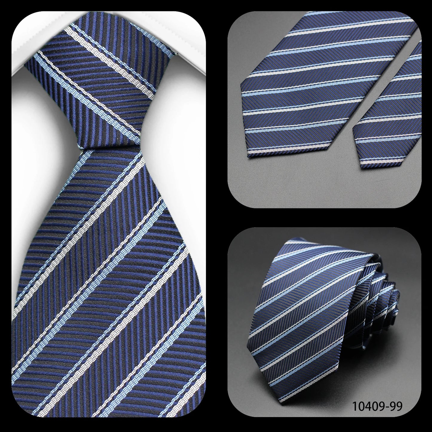 Tie Gravatas Fashion Wholesale Woven Striped Necktie Wedding Accessories Blue Man Fit Group Party Office Neck Ties