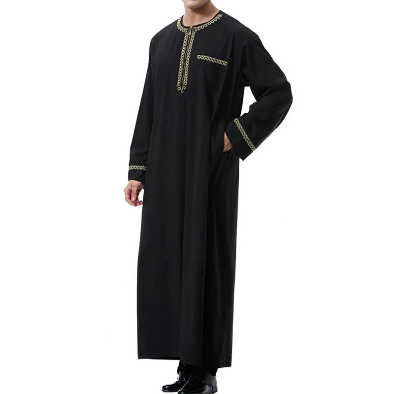 Men's Long Sleeve Kaftan Thobe Muslim Style for Men Casual Robe Kaftan for Men Muslim Pakistan Clothes Men Arabic Mens Thobes