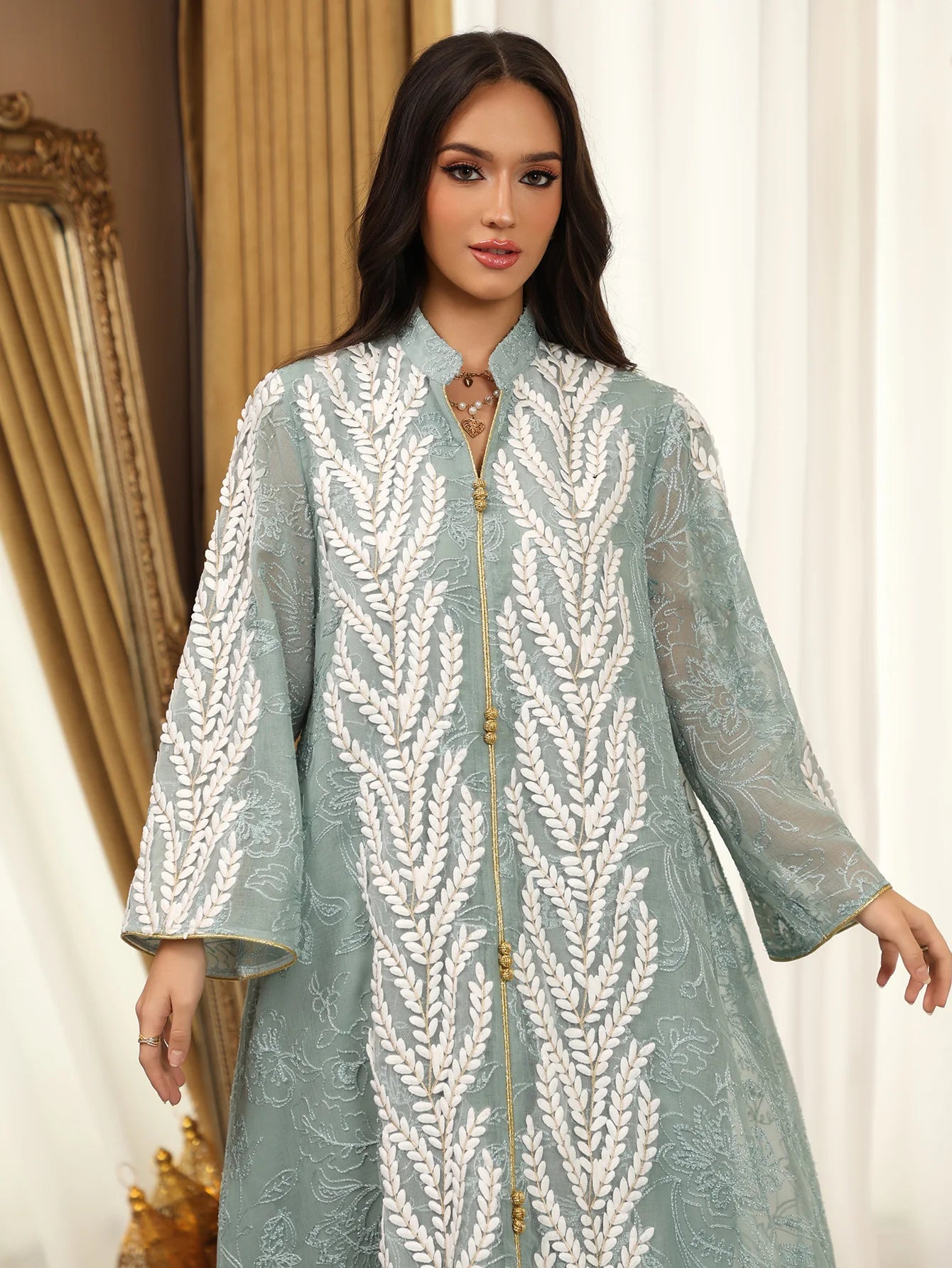 Eid Mesh Dress Women Abaya Party Dress Women Jalabiya Gorgeous Embroidery Saudi Arab Sequins Muslim Ramadan Vestidos Largos Robe