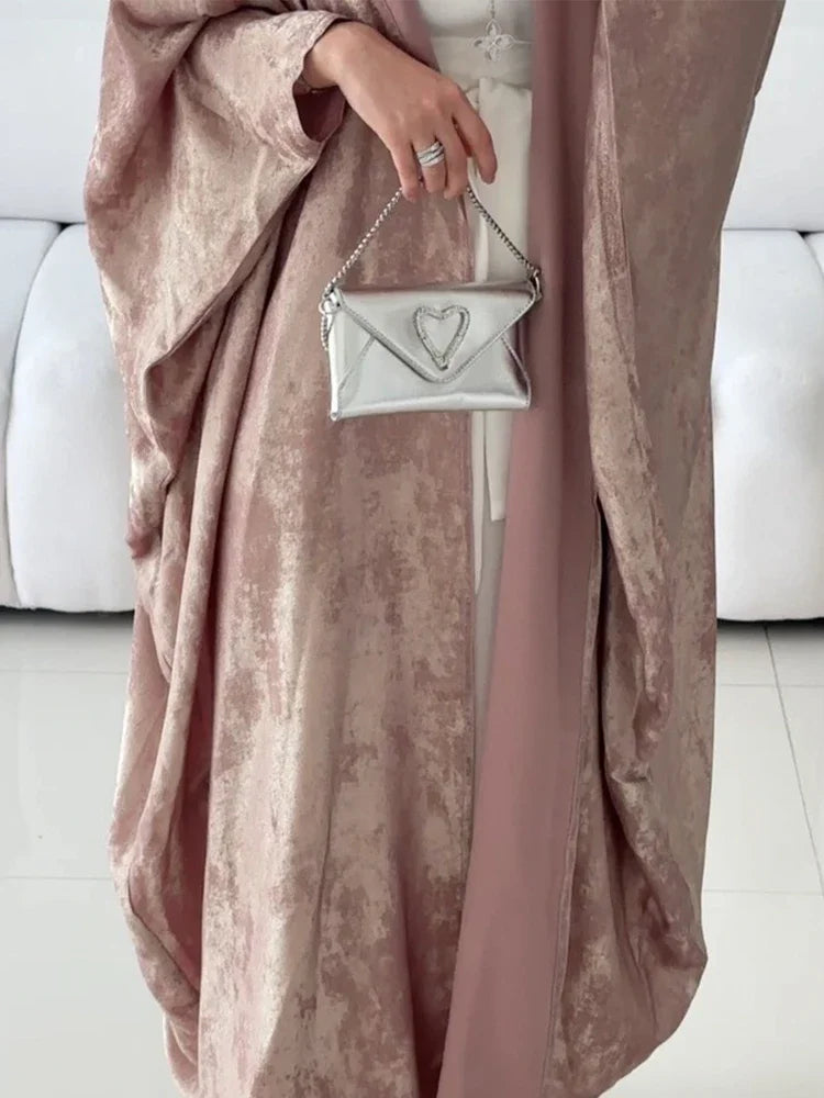 Eid Sliky Abaya Muslim Party Dress Women Ramadan Abaya Bat Sleeve Belt Morocco Kaftan Vestidos Largos Dubai Robe Jalabiya 2026