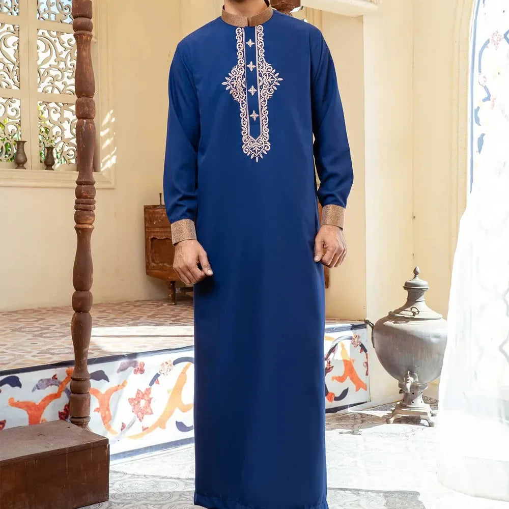 Mid East Islamic Men Clothes Muslim Fashion Abaya Men Embroidered Loose Stand Collar Long Robe Ethnic Style 2026 Man Jubba Thobe