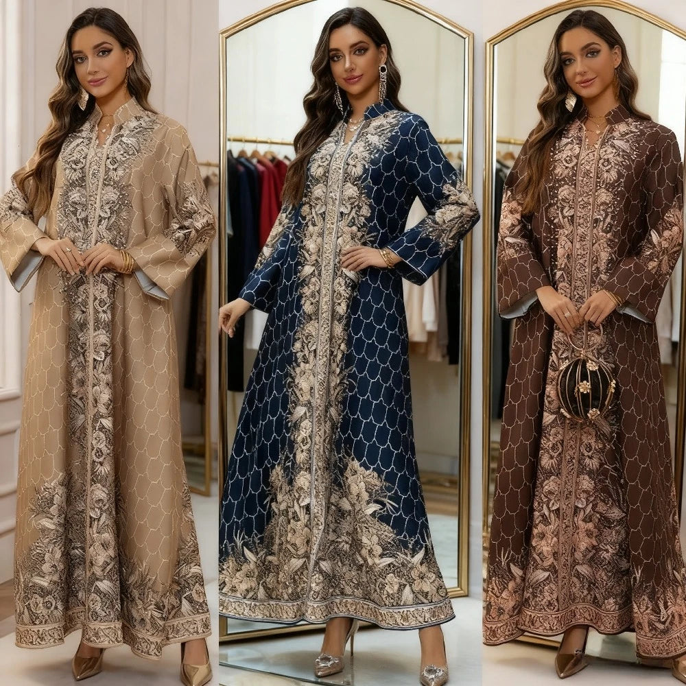 Muslim Dress Women Abaya Eid Diamond Party Dresses Arab Long Robe Print Abayas Dubai Morocco Kaftan Islam Jalabiya Vestidos 2026