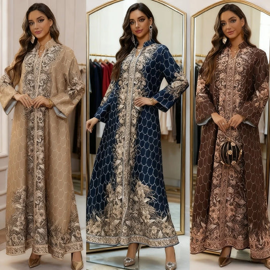 Muslim Dress Women Abaya Eid Diamond Party Dresses Arab Long Robe Print Abayas Dubai Morocco Kaftan Islam Jalabiya Vestidos 2026