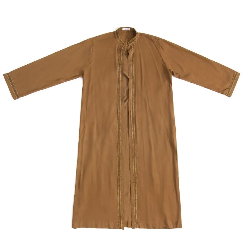 Elegant Bisht for Men Arabic Thobe Outer Robe Fashion Embroidery Islamic Jubba Kaftan Formal Ceremony Wear