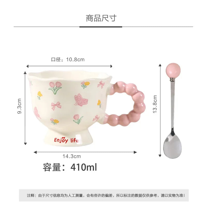 Coffee Cup Mugs Coffee Cups Creative Flower Designed Mug Household Ceramic Cup High Quality and Value Water Cup as Souvenir Gift