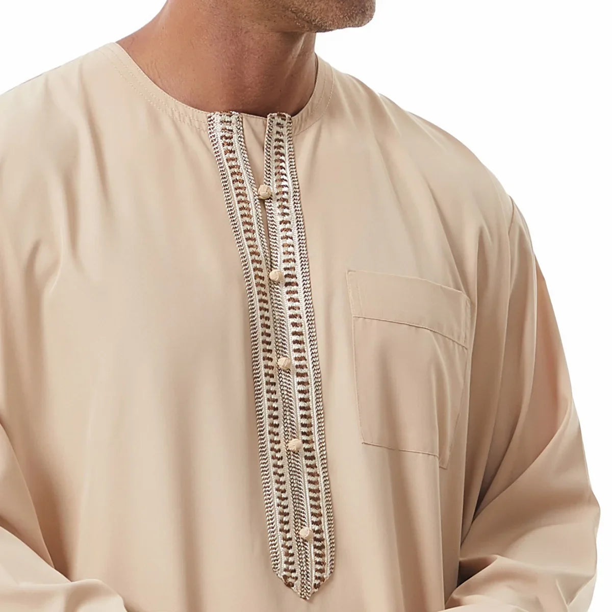 Thobes for Man Muslim Dress Islam Clothing Saudi Arabic Robe Jubba Thobe Eid Djellaba Long Sleeve Embroidery Daffah Dishdasha