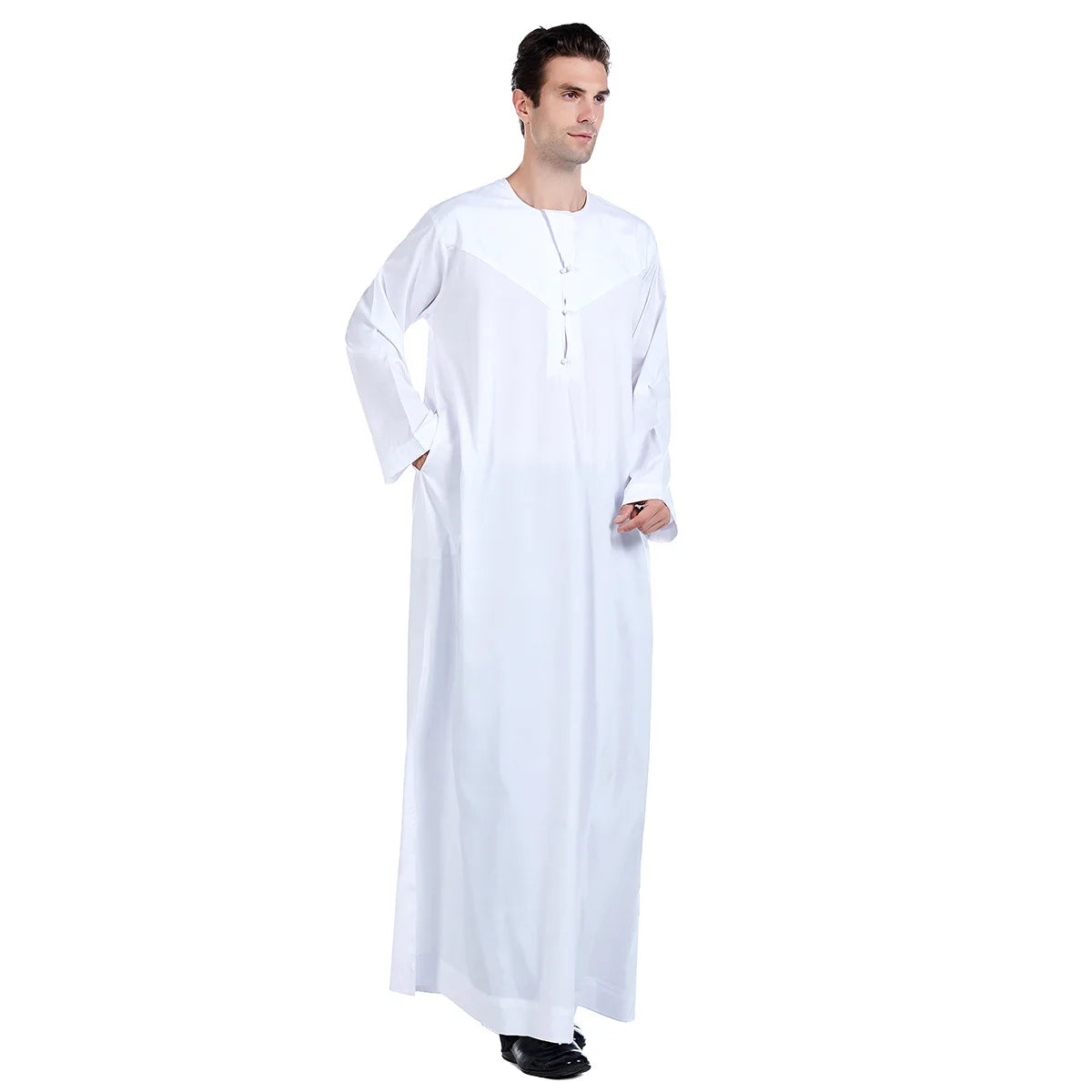 Men Abaya Solid Muslim Long Sleeve Button Dress Pakistan Islam Clothing Jubba Thobe Saudi Arabia Kleding Kaftan Oman Qamis Homme