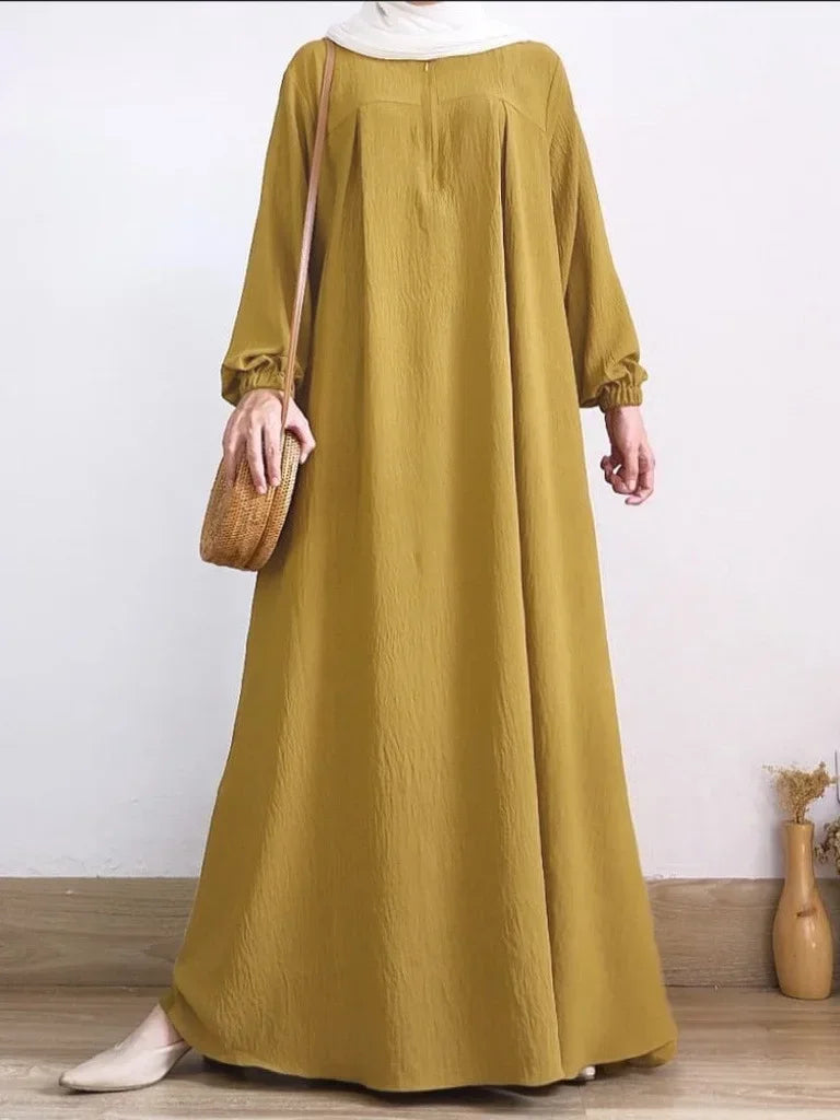 2026 Eid Muslim Dress Solid Color Abaya For Women Long Sleeve Zipper Islam Party Abayas Woman Dubai Kaftan Robe Elegant Vestidos