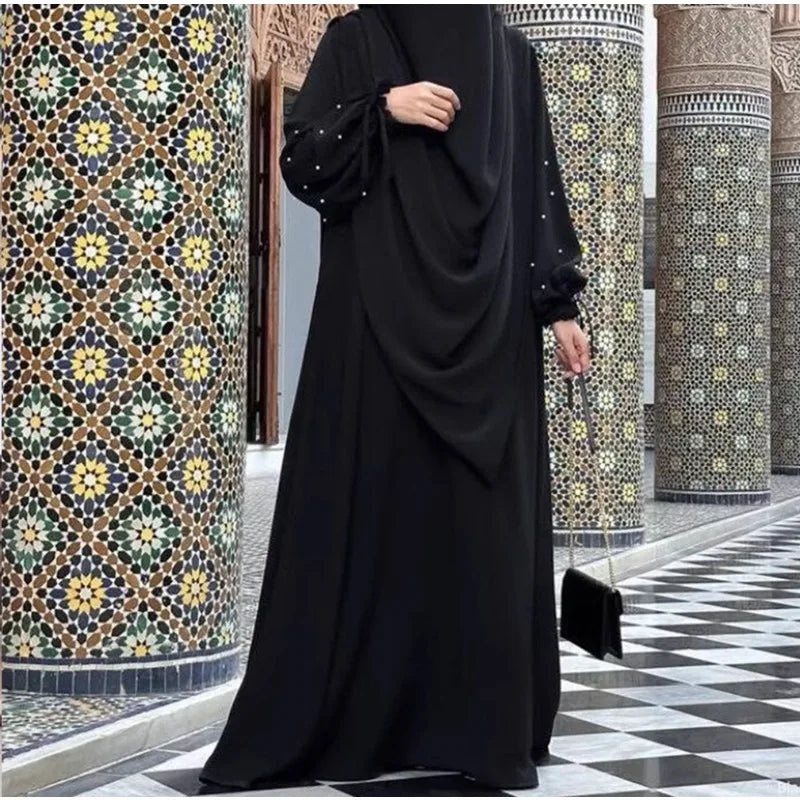 Abaya with Khimar Set Jilbab 2 Piece Ramadan Eid Jilbeb Long Hijab Dress Muslim Prayer Clothes Women Turkey Islamic Dubai Outfit