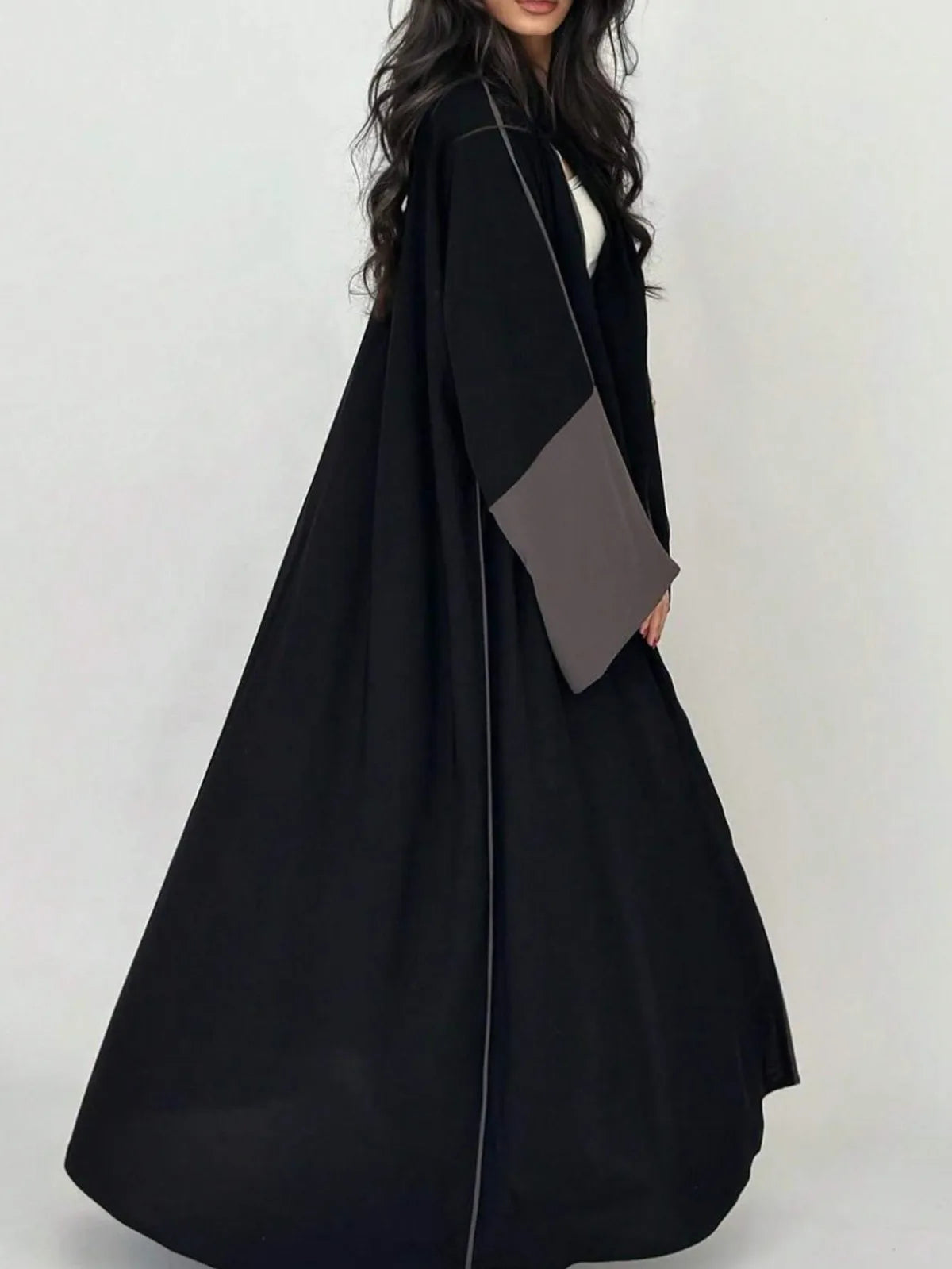 Middle Eastern Loose Abaya Muslim Full Sleeve Open Front Abayas Elegant Kaftans Women Jilbabs Arabian Islamic Maxi Dresses